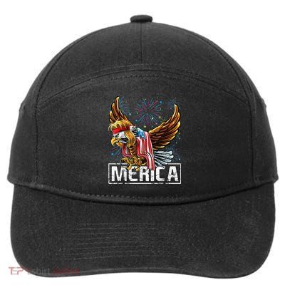Merica Bald Eagle Mullet 4th of July American Flag Patriotic 7-Panel Snapback Hat