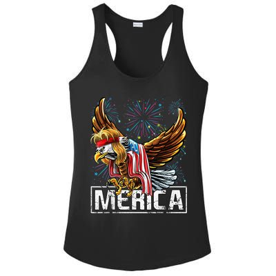 Merica Bald Eagle Mullet 4th of July American Flag Patriotic Ladies PosiCharge Competitor Racerback Tank