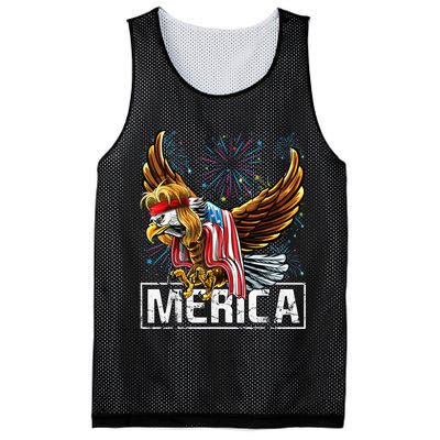 Merica Bald Eagle Mullet 4th of July American Flag Patriotic Mesh Reversible Basketball Jersey Tank