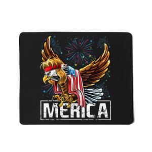 Merica Bald Eagle Mullet 4th of July American Flag Patriotic Mousepad