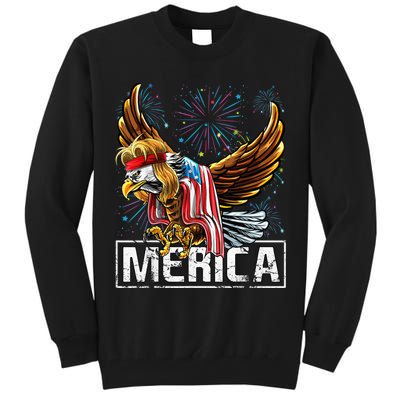 Merica Bald Eagle Mullet 4th of July American Flag Patriotic Tall Sweatshirt