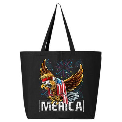 Merica Bald Eagle Mullet 4th of July American Flag Patriotic 25L Jumbo Tote