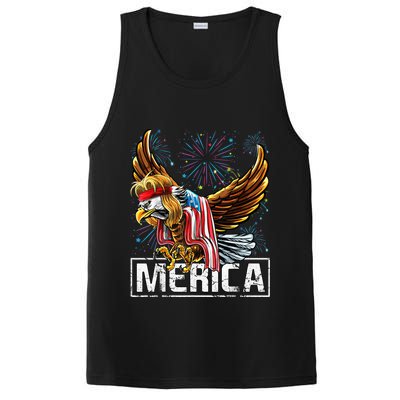 Merica Bald Eagle Mullet 4th of July American Flag Patriotic PosiCharge Competitor Tank