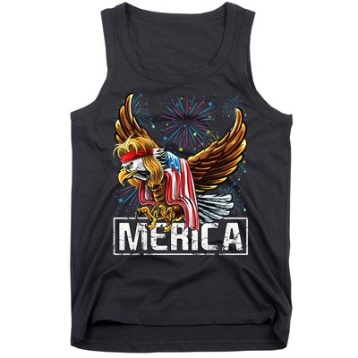 Merica Bald Eagle Mullet 4th of July American Flag Patriotic Tank Top