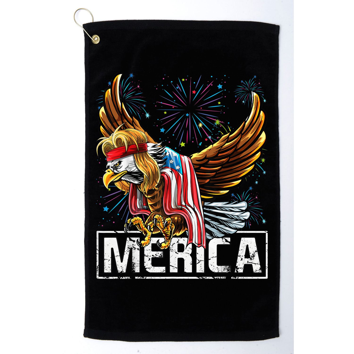 Merica Bald Eagle Mullet 4th of July American Flag Patriotic Golf Towel