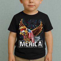 Merica Bald Eagle Mullet 4th of July American Flag Patriotic Toddler T-Shirt