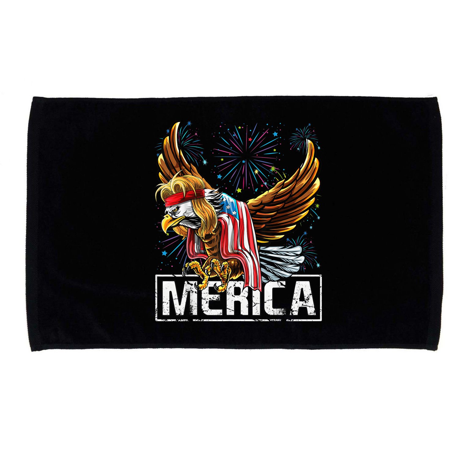 Merica Bald Eagle Mullet 4th of July American Flag Patriotic Microfiber Hand Towel