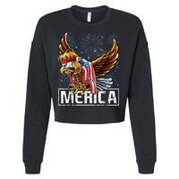 Merica Bald Eagle Mullet 4th of July American Flag Patriotic Cropped Pullover Crew