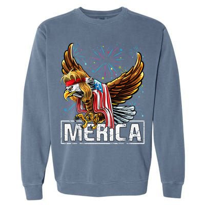 Merica Bald Eagle Mullet 4th of July American Flag Patriotic Garment-Dyed Sweatshirt