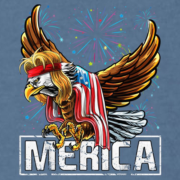 Merica Bald Eagle Mullet 4th of July American Flag Patriotic Garment-Dyed Sweatshirt