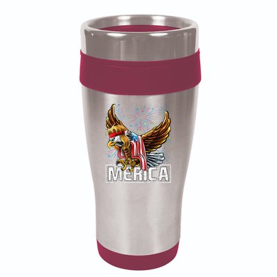 Merica Bald Eagle Mullet 4th of July American Flag Patriotic 16oz Travel Tumbler