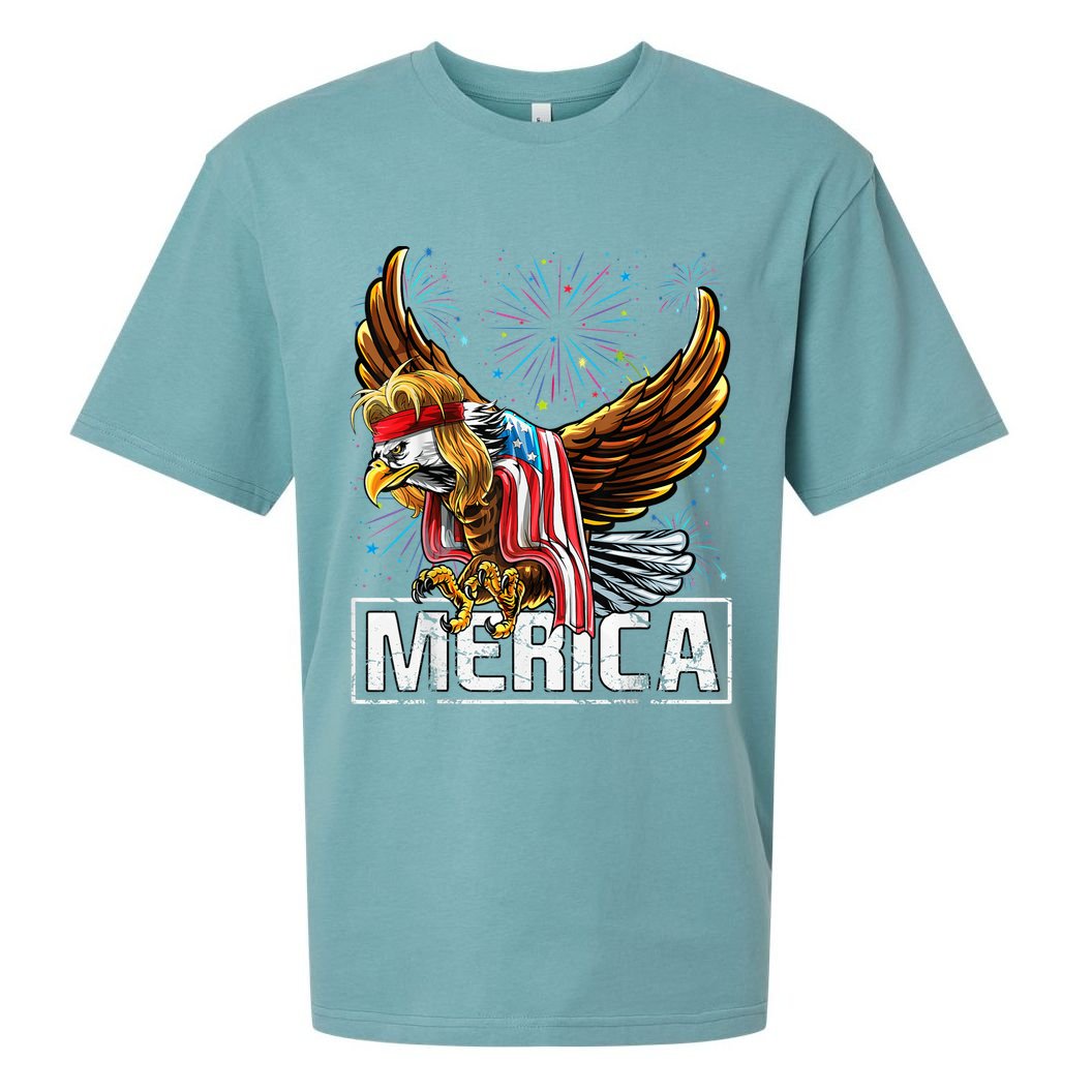 Merica Bald Eagle Mullet 4th of July American Flag Patriotic Sueded Cloud Jersey T-Shirt
