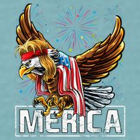 Merica Bald Eagle Mullet 4th of July American Flag Patriotic Sueded Cloud Jersey T-Shirt
