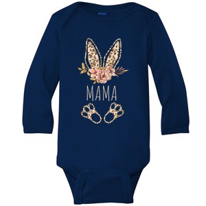 Mama Bunny Easter Bunny Ears Leopard Print Rabbit Easter Mom Gift Baby Long Sleeve Bodysuit