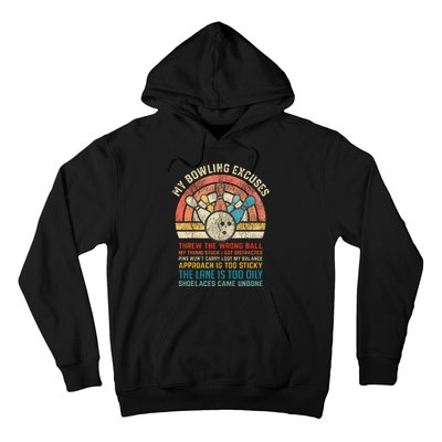 My Bowling Excuses Retro Vintage Funny Bowler Bowling Player Hoodie