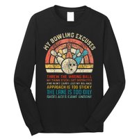 My Bowling Excuses Retro Vintage Funny Bowler Bowling Player Long Sleeve Shirt