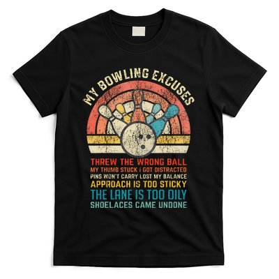 My Bowling Excuses Retro Vintage Funny Bowler Bowling Player T-Shirt