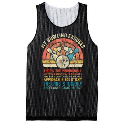 My Bowling Excuses Retro Vintage Funny Bowler Bowling Player Mesh Reversible Basketball Jersey Tank