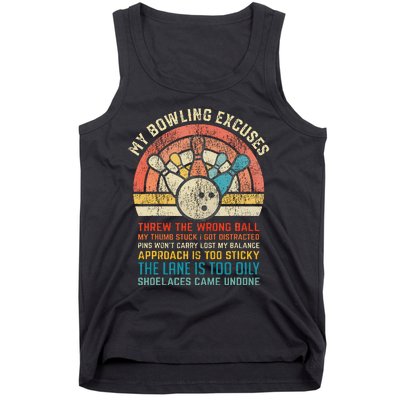 My Bowling Excuses Retro Vintage Funny Bowler Bowling Player Tank Top