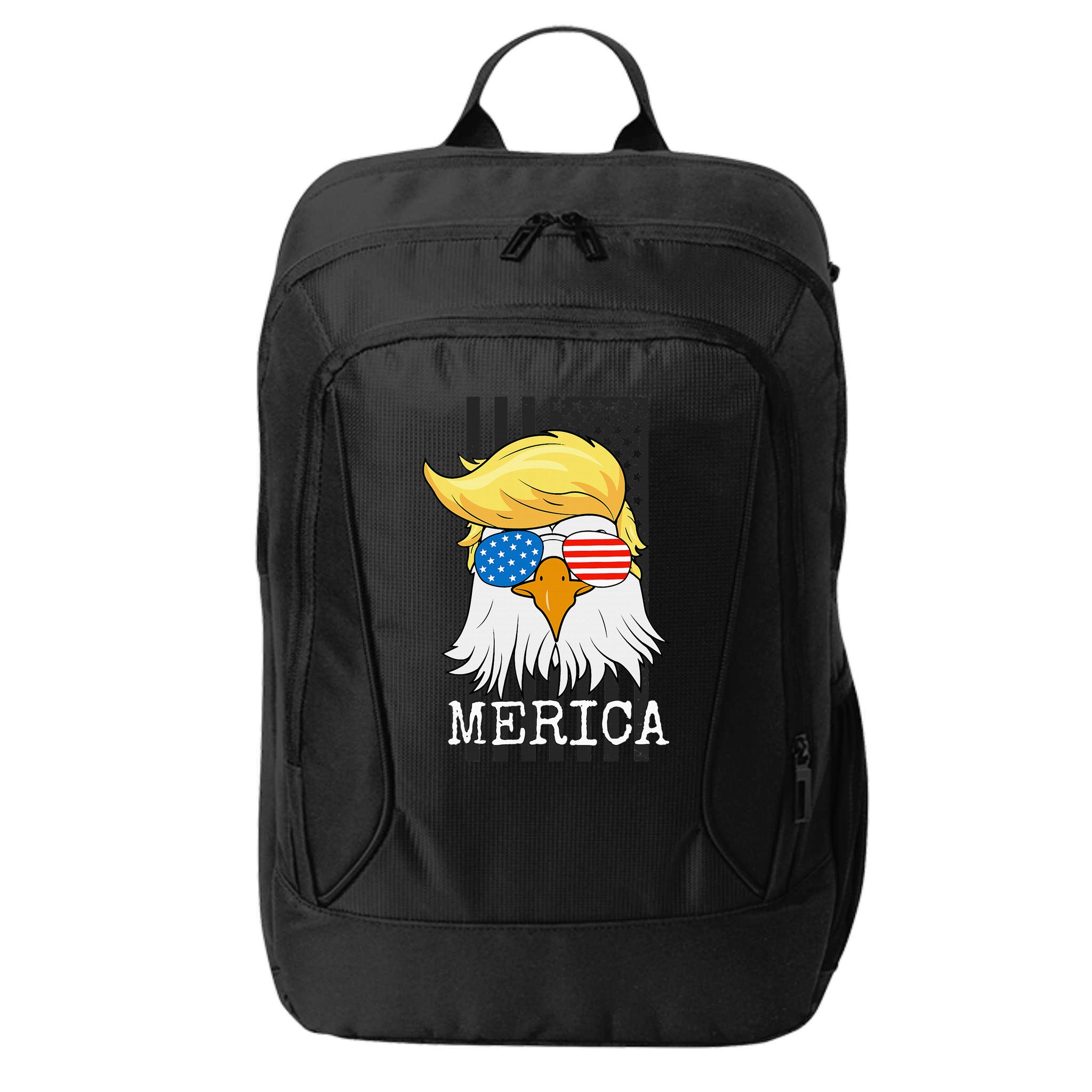 Merica Bald Eagle Trump American Flag Funny Gift City Backpack