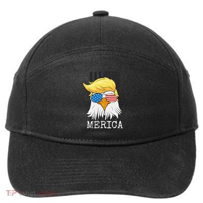 Merica Bald Eagle Trump American Flag Funny Gift 7-Panel Snapback Hat