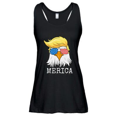 Merica Bald Eagle Trump American Flag Funny Gift Ladies Essential Flowy Tank