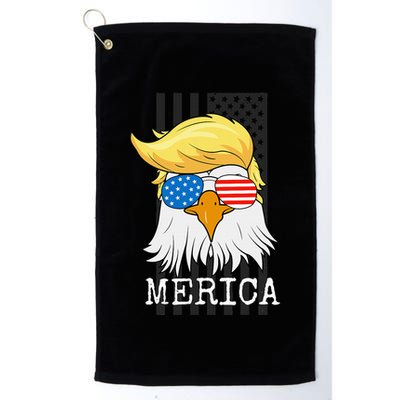 Merica Bald Eagle Trump American Flag Funny Gift Golf Towel