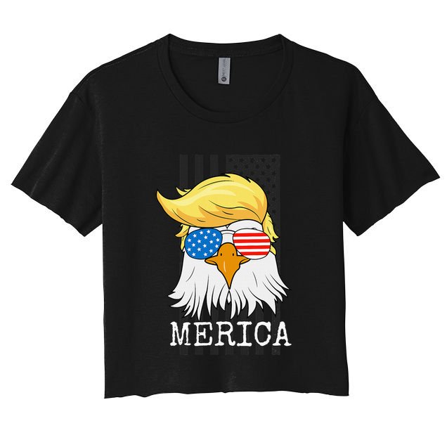 Merica Bald Eagle Trump American Flag Funny Gift Crop Top