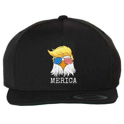 Merica Bald Eagle Trump American Flag Funny Gift Wool Snapback Cap