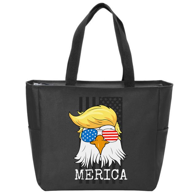 Merica Bald Eagle Trump American Flag Funny Gift Zip Tote Bag