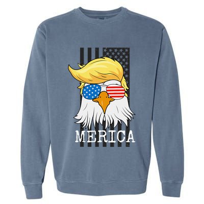 Merica Bald Eagle Trump American Flag Funny Gift Garment-Dyed Sweatshirt