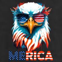 Merica Bald Eagle USA Eagle 4th Of July Patriotic Funny 7 Panel Mesh Trucker Snapback Hat