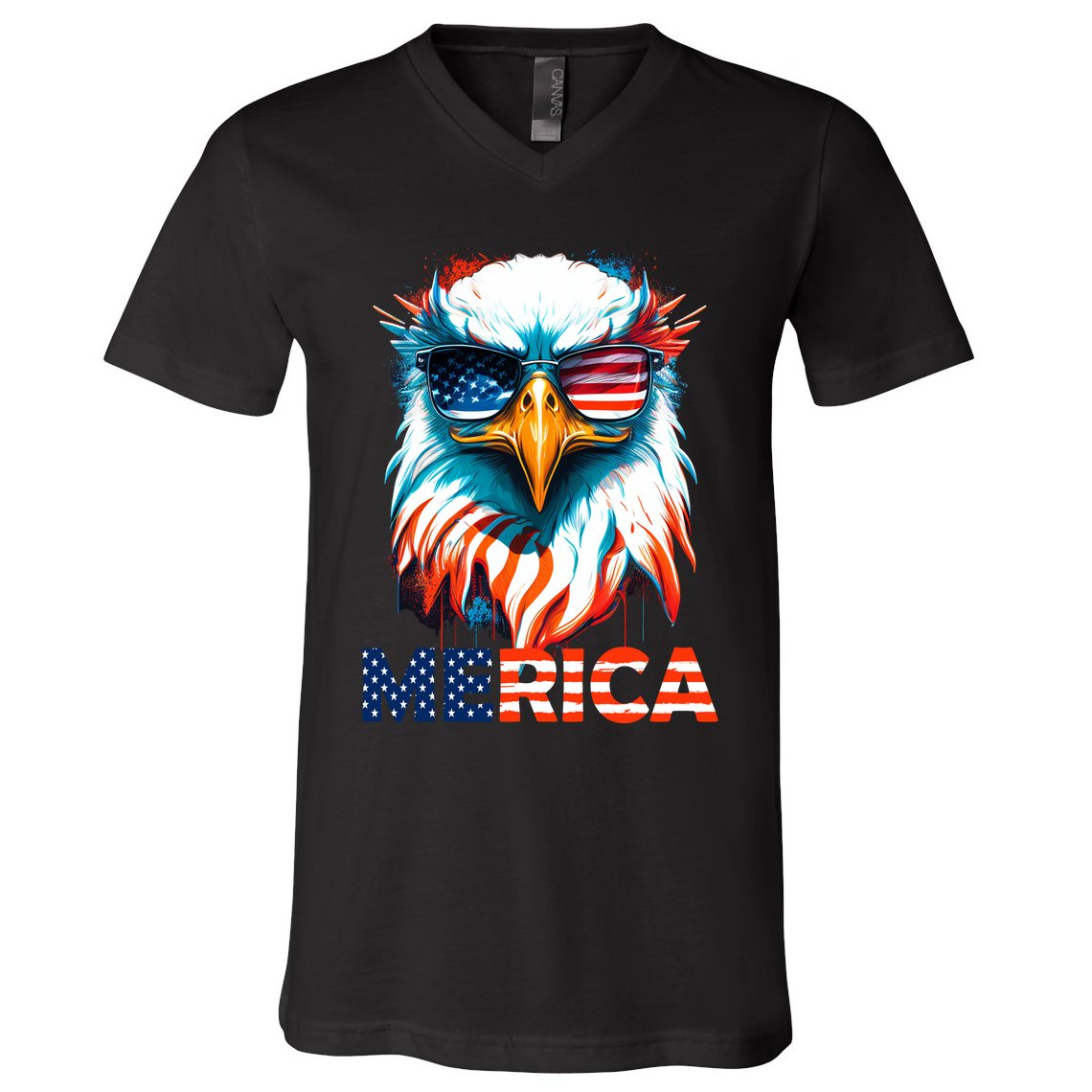 Merica Bald Eagle USA Eagle 4th Of July Patriotic Funny V-Neck T-Shirt
