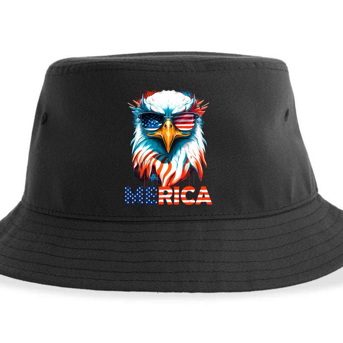 Merica Bald Eagle USA Eagle 4th Of July Patriotic Funny Sustainable Bucket Hat
