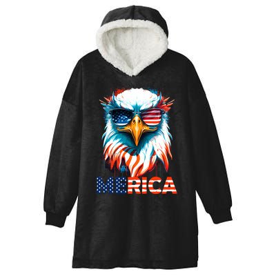 Merica Bald Eagle USA Eagle 4th Of July Patriotic Funny Hooded Wearable Blanket