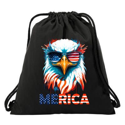 Merica Bald Eagle USA Eagle 4th Of July Patriotic Funny Drawstring Bag