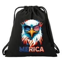 Merica Bald Eagle USA Eagle 4th Of July Patriotic Funny Drawstring Bag