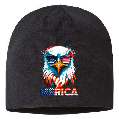 Merica Bald Eagle USA Eagle 4th Of July Patriotic Funny Sustainable Beanie