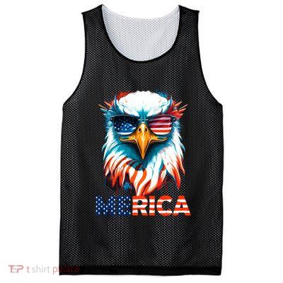 Merica Bald Eagle USA Eagle 4th Of July Patriotic Funny Mesh Reversible Basketball Jersey Tank