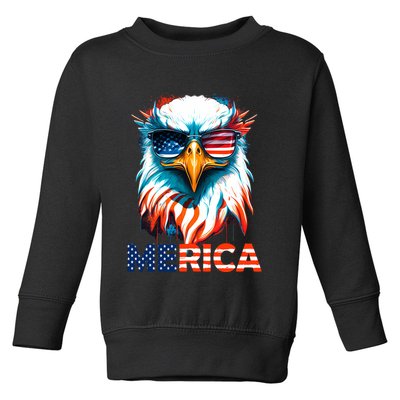 Merica Bald Eagle USA Eagle 4th Of July Patriotic Funny Toddler Sweatshirt