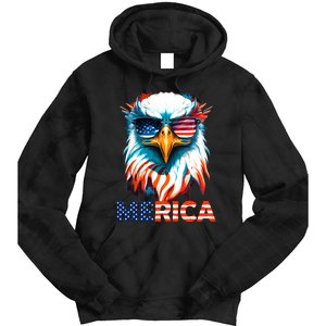 Merica Bald Eagle USA Eagle 4th Of July Patriotic Funny Tie Dye Hoodie