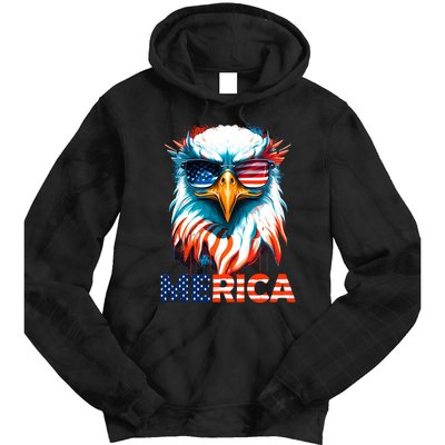 Merica Bald Eagle USA Eagle 4th Of July Patriotic Funny Tie Dye Hoodie