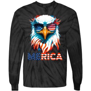 Merica Bald Eagle USA Eagle 4th Of July Patriotic Funny Tie-Dye Long Sleeve Shirt