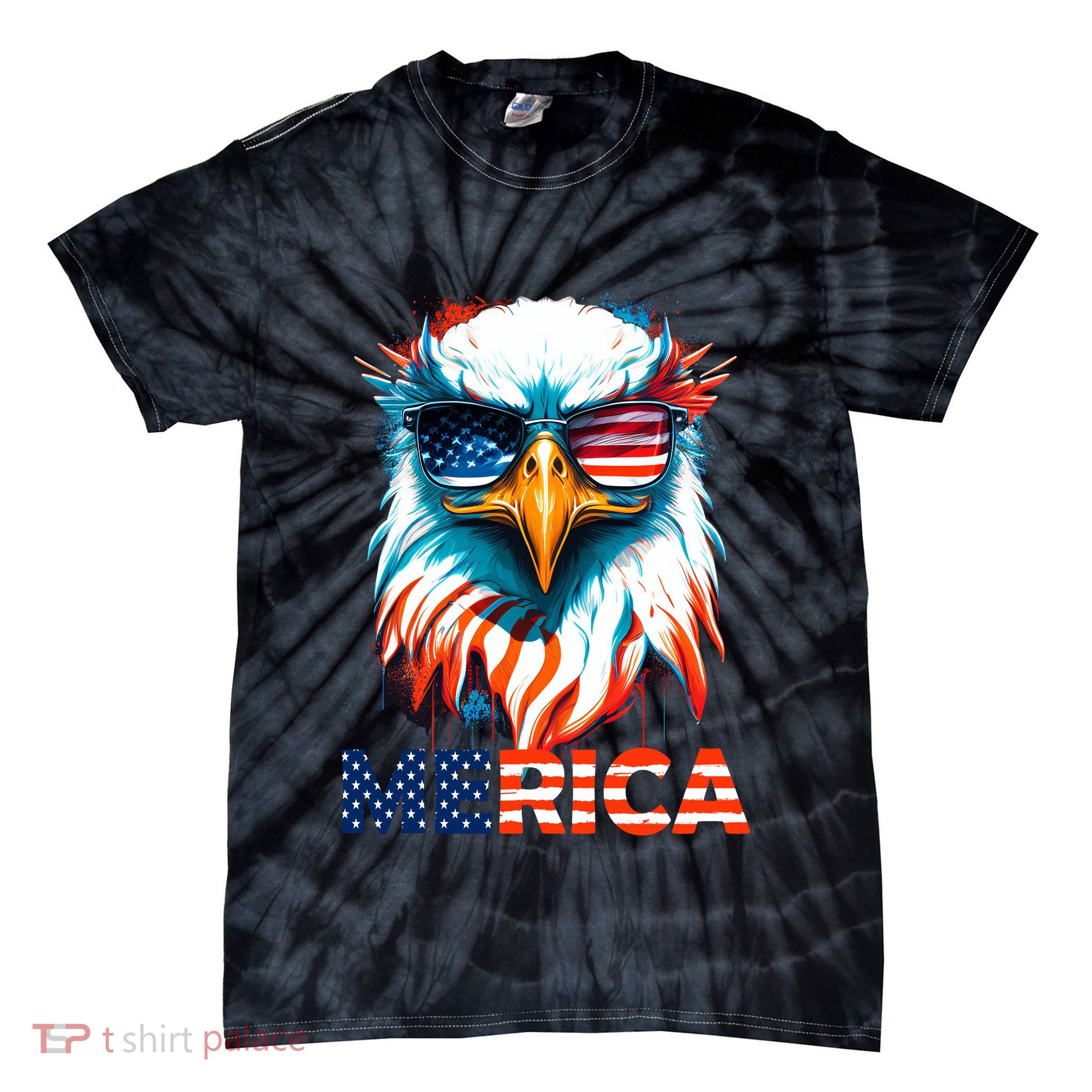 Merica Bald Eagle USA Eagle 4th Of July Patriotic Funny Tie-Dye T-Shirt