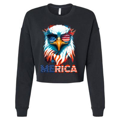 Merica Bald Eagle USA Eagle 4th Of July Patriotic Funny Cropped Pullover Crew