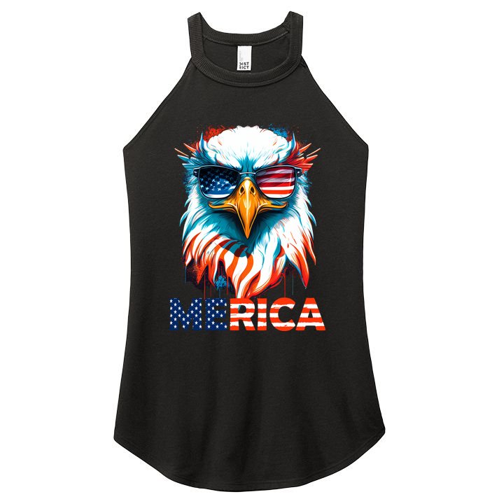 Merica Bald Eagle USA Eagle 4th Of July Patriotic Funny Women's Perfect Tri Rocker Tank