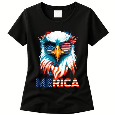 Merica Bald Eagle USA Eagle 4th Of July Patriotic Funny Womens T-Shirt