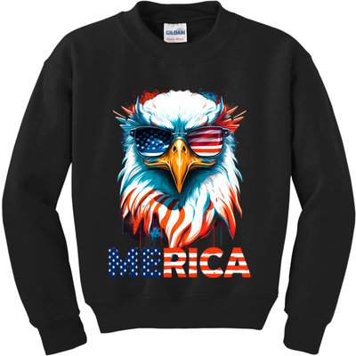 Merica Bald Eagle USA Eagle 4th Of July Patriotic Funny Kids Sweatshirt