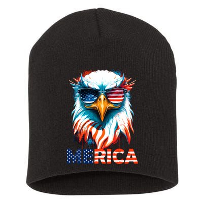 Merica Bald Eagle USA Eagle 4th Of July Patriotic Funny Short Acrylic Beanie