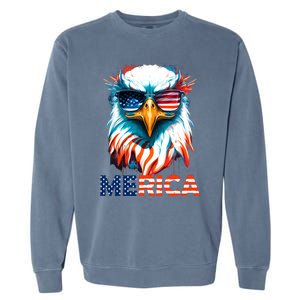 Merica Bald Eagle USA Eagle 4th Of July Patriotic Funny Garment-Dyed Sweatshirt